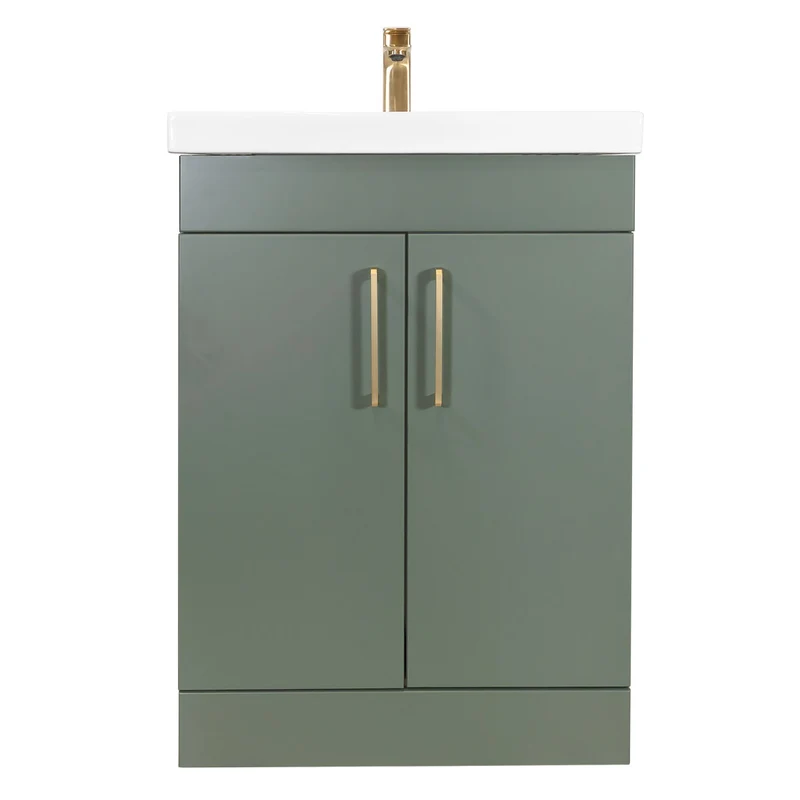Hayden 600mm 2 Door Floor Standing Vanity Unit & Basin - Sage Green