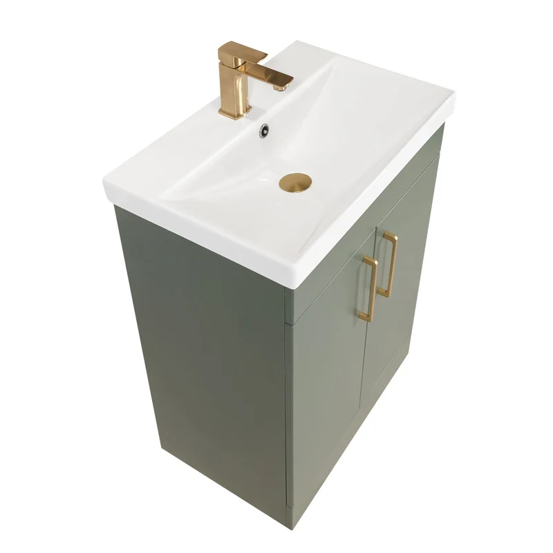 Hayden 600mm 2 Door Floor Standing Vanity Unit & Basin - Sage Green
