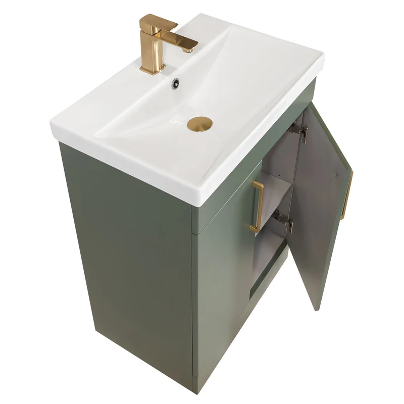 Hayden 600mm 2 Door Floor Standing Vanity Unit & Basin - Sage Green