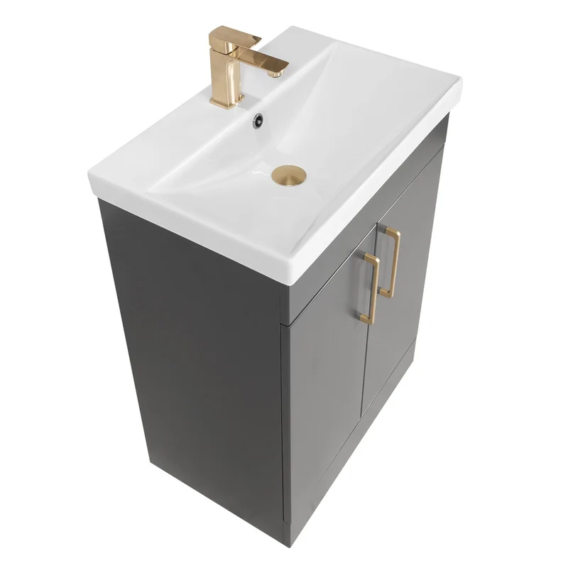 Hayden 600mm 2 Door Floor Standing Vanity Unit & Basin - Anthracite