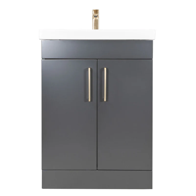 Hayden 600mm 2 Door Floor Standing Vanity Unit & Basin - Anthracite