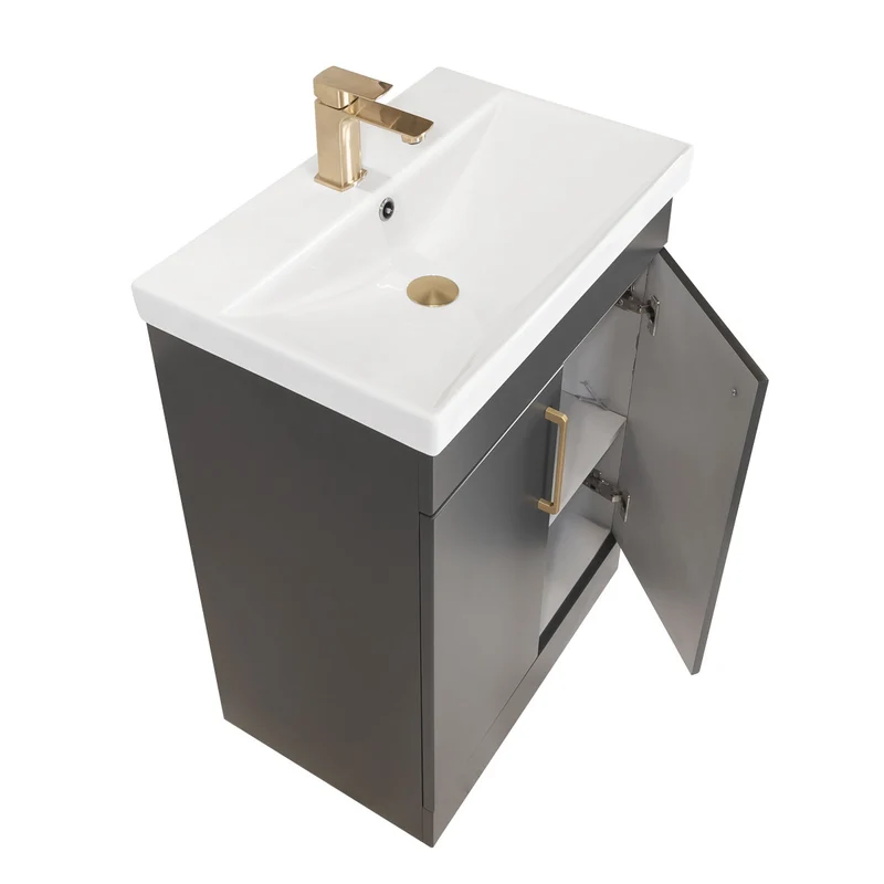 Hayden 600mm 2 Door Floor Standing Vanity Unit & Basin - Anthracite
