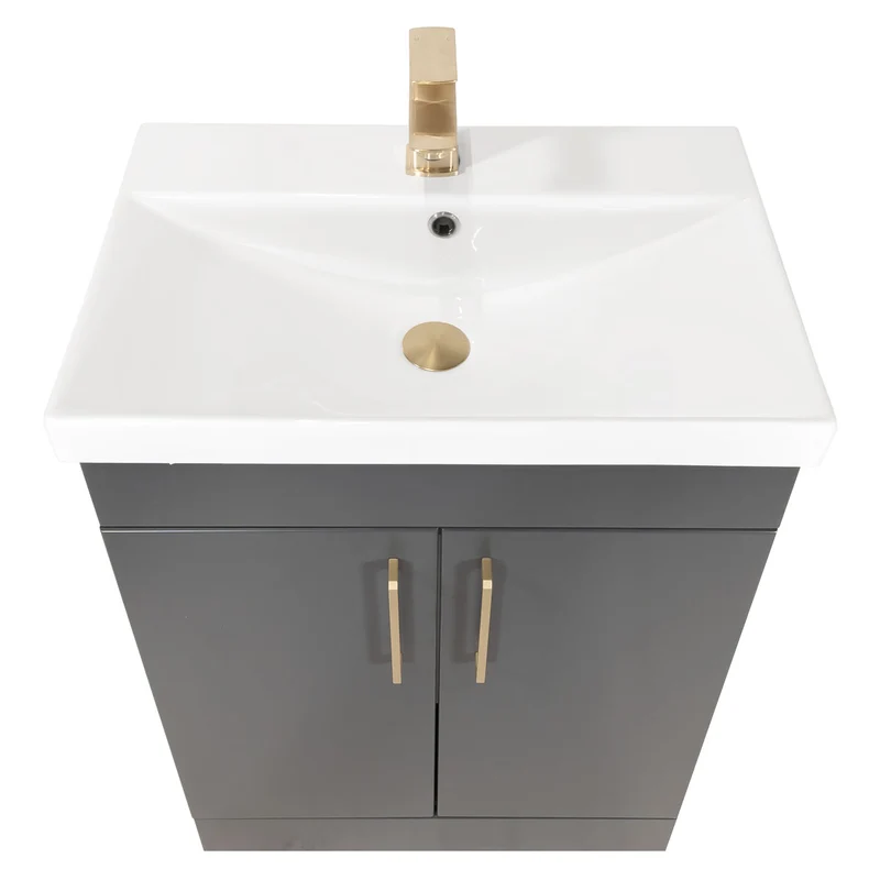 Hayden 600mm 2 Door Floor Standing Vanity Unit & Basin - Anthracite