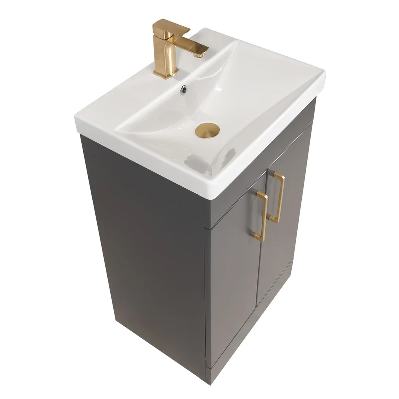 Hayden 500mm 2 Door Floor Standing Vanity Unit & Basin - Anthracite
