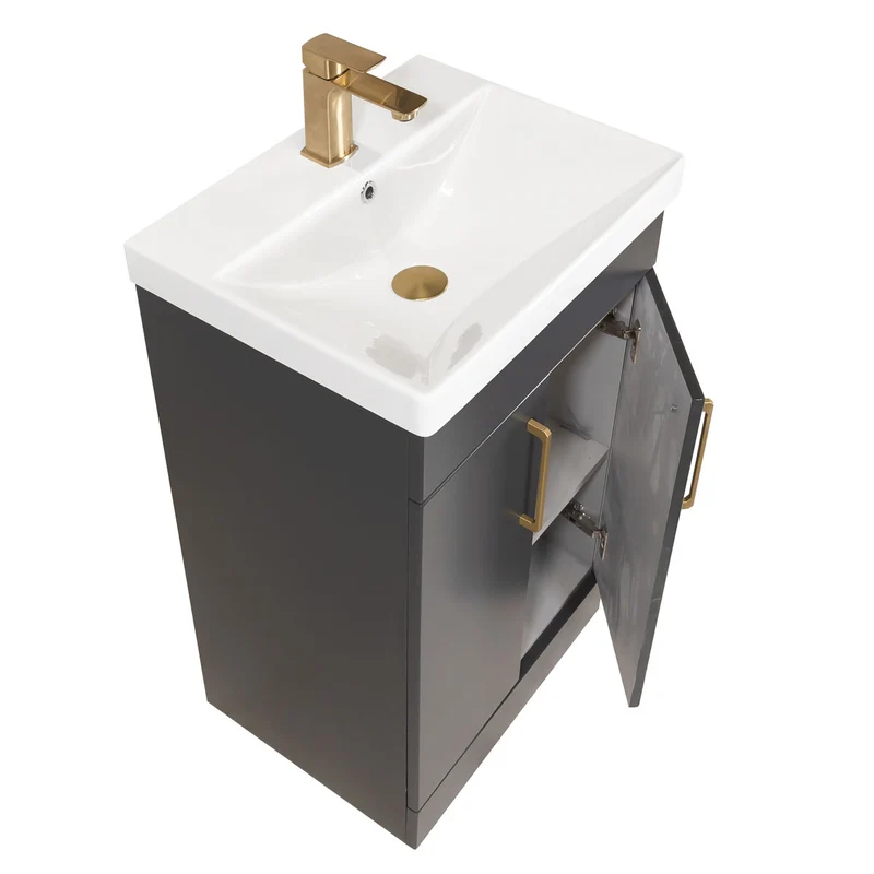 Hayden 500mm 2 Door Floor Standing Vanity Unit & Basin - Anthracite