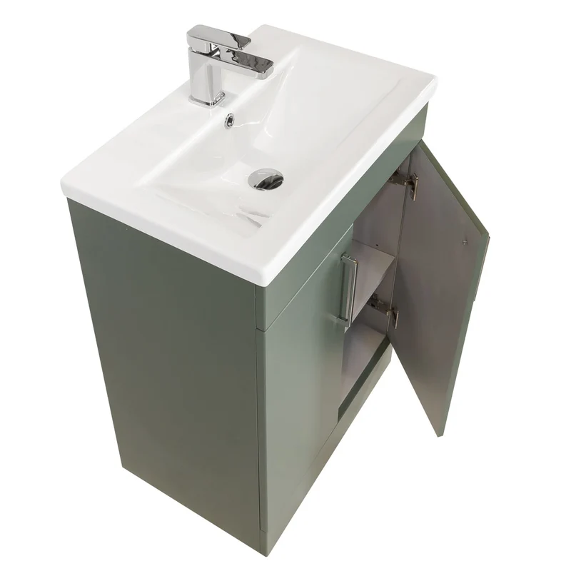 Austin 600mm 2 Door Floor Standing Vanity Unit & Basin - Sage Green