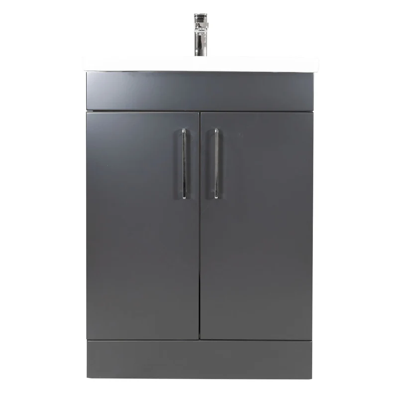 Austin 600mm 2 Door Floor Standing Vanity Unit & Basin - Anthracite
