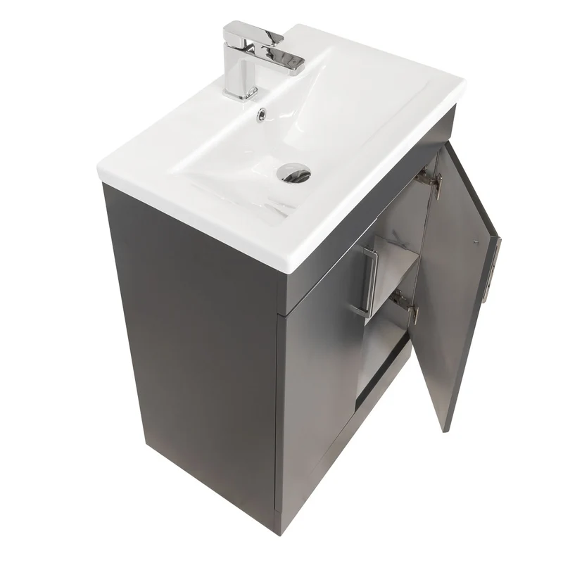 Austin 600mm 2 Door Floor Standing Vanity Unit & Basin - Anthracite