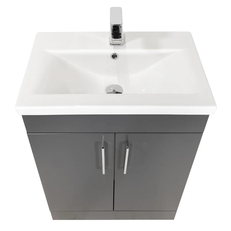 Austin 600mm 2 Door Floor Standing Vanity Unit & Basin - Anthracite