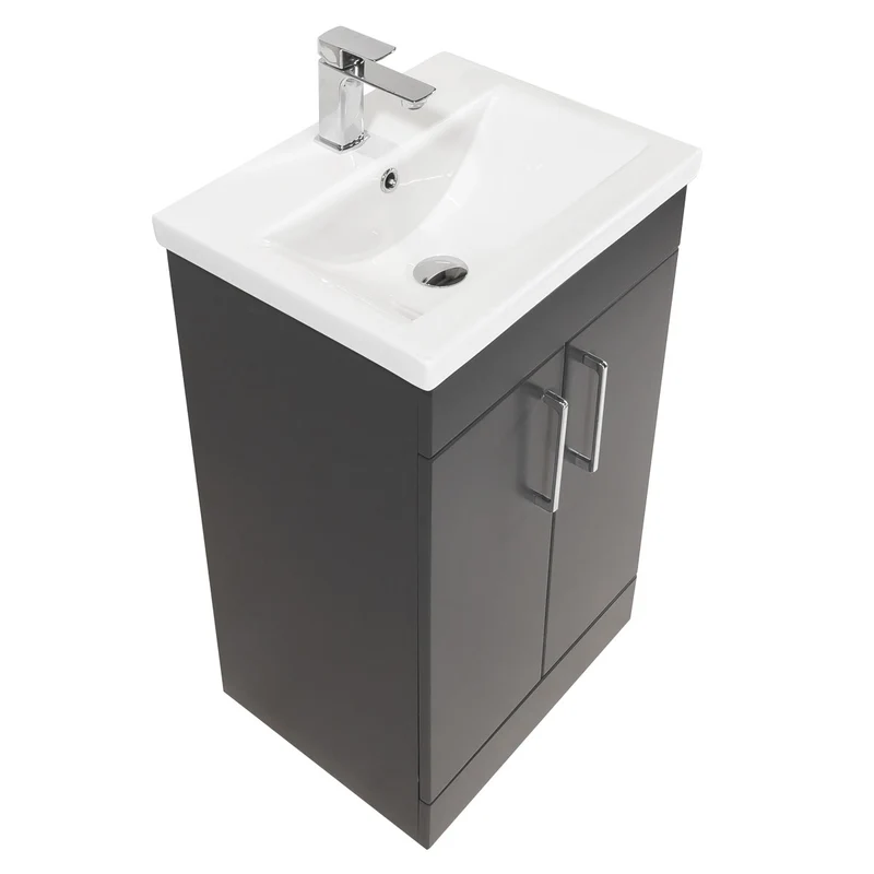 Austin 500mm 2 Door Floor Standing Vanity Unit & Basin - Anthracite