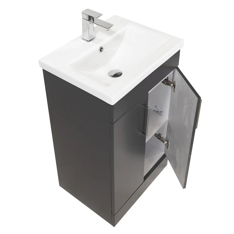 Austin 500mm 2 Door Floor Standing Vanity Unit & Basin - Anthracite