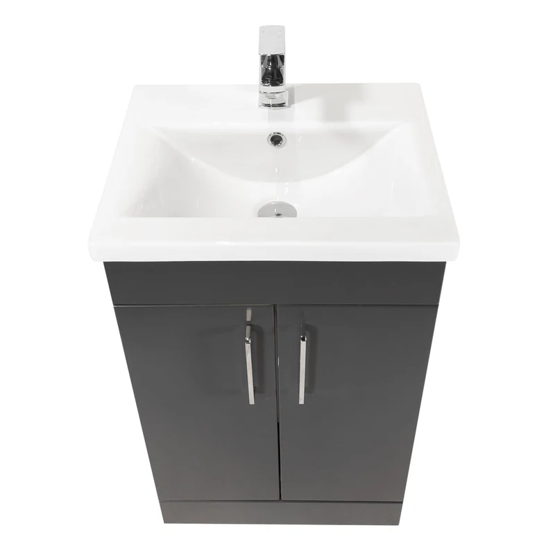 Austin 500mm 2 Door Floor Standing Vanity Unit & Basin - Anthracite
