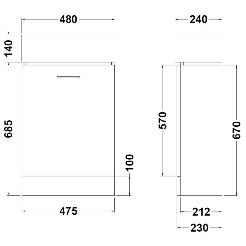 Nuie Mayford Cloakroom 480 x 240mm Floor Standing Vanity Unit With 1 Door & Ceramic Basin - Gloss White