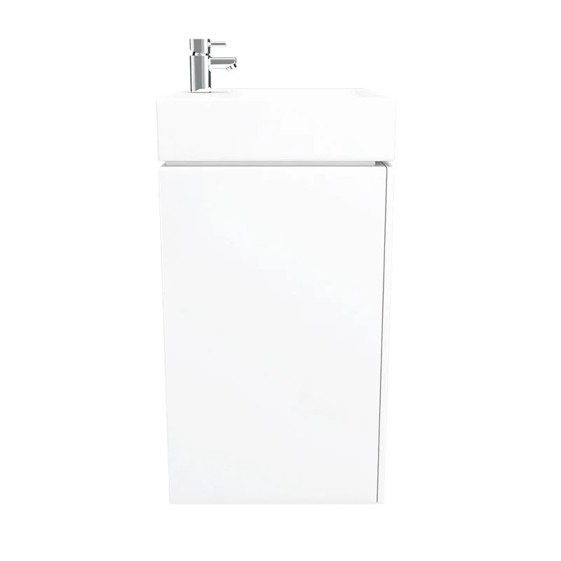 Nuie Mayford Cloakroom 450 x 320mm Wall Hung Vanity Unit With 2 Doors & Ceramic Basin - Gloss White