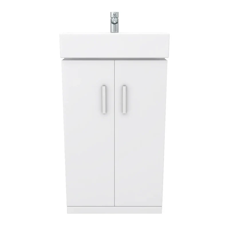 Nuie Mayford Cloakroom 450 x 320mm Floor Standing Vanity Unit With 2 Doors & Ceramic Basin - Gloss White