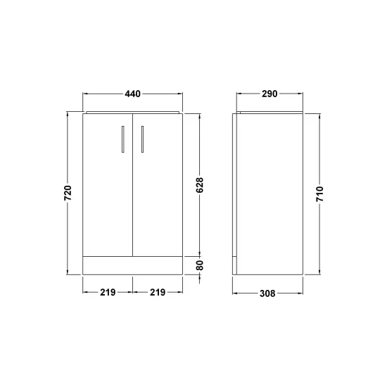 Nuie Mayford Cloakroom 450 x 320mm Floor Standing Vanity Unit With 2 Doors & Ceramic Basin - Gloss White