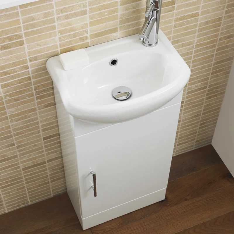 Nuie Mayford Cloakroom 420 x 290mm Floor Standing Vanity Unit With 1 Door & Ceramic Basin - Gloss White