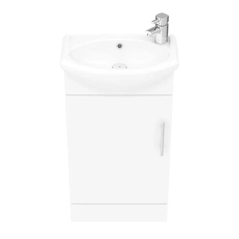 Nuie Mayford Cloakroom 420 x 290mm Floor Standing Vanity Unit With 1 Door & Ceramic Basin - Gloss White