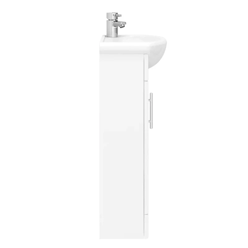 Nuie Mayford Cloakroom 420 x 290mm Floor Standing Vanity Unit With 1 Door & Ceramic Basin - Gloss White