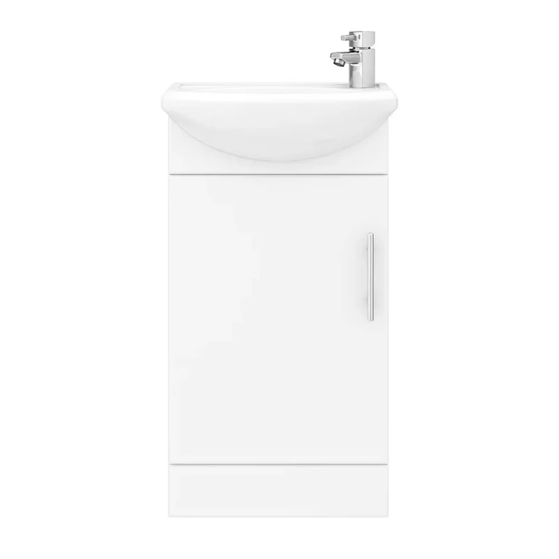 Nuie Mayford Cloakroom 420 x 290mm Floor Standing Vanity Unit With 1 Door & Ceramic Basin - Gloss White