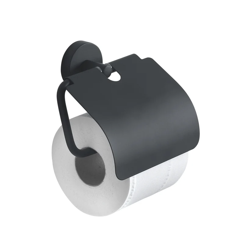 Gedy Eros Toilet Roll Holder with Flap - Matt Black