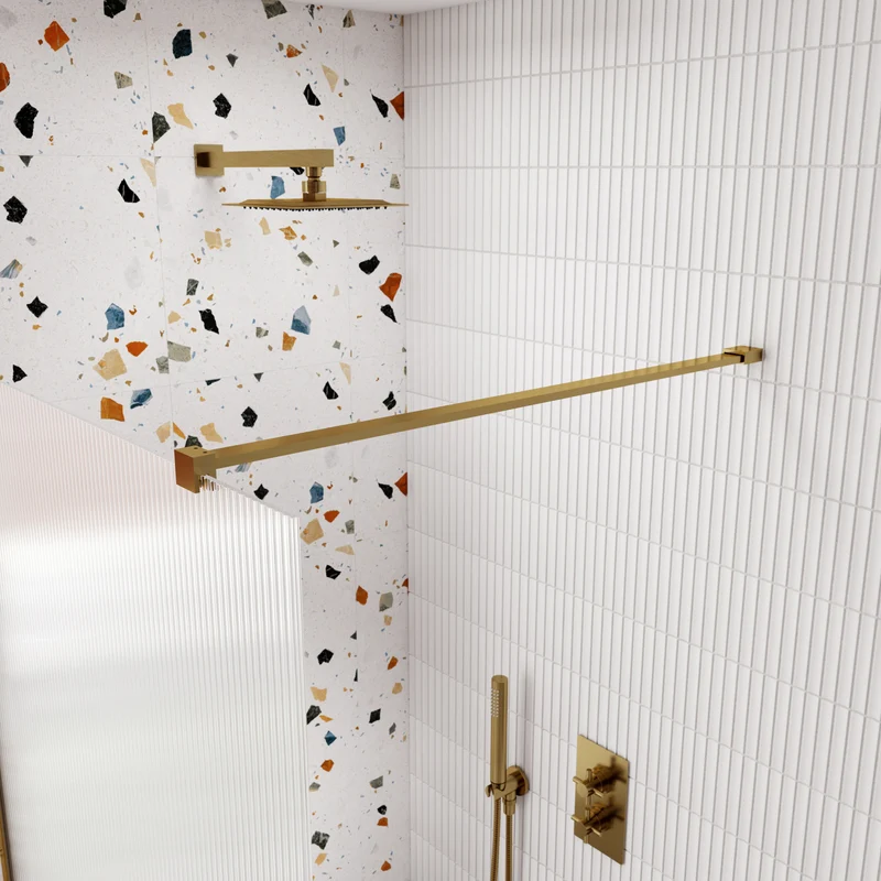 Wetroom Flat Support Bar - Brushed Brass