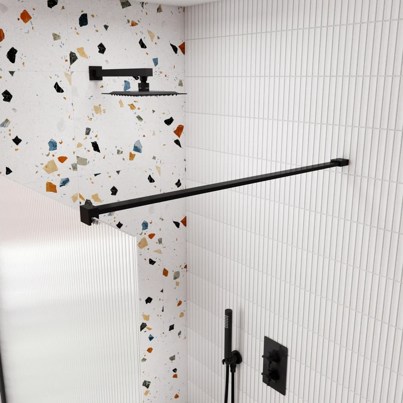 Wetroom Flat Support Bar - Black