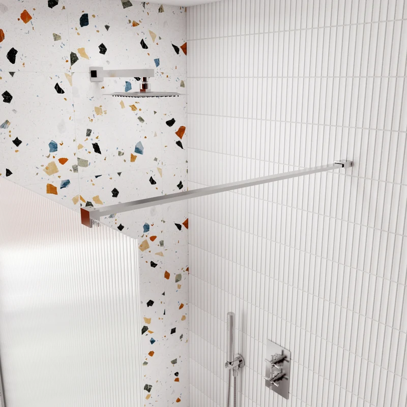 Wetroom Flat Support Bar - Chrome
