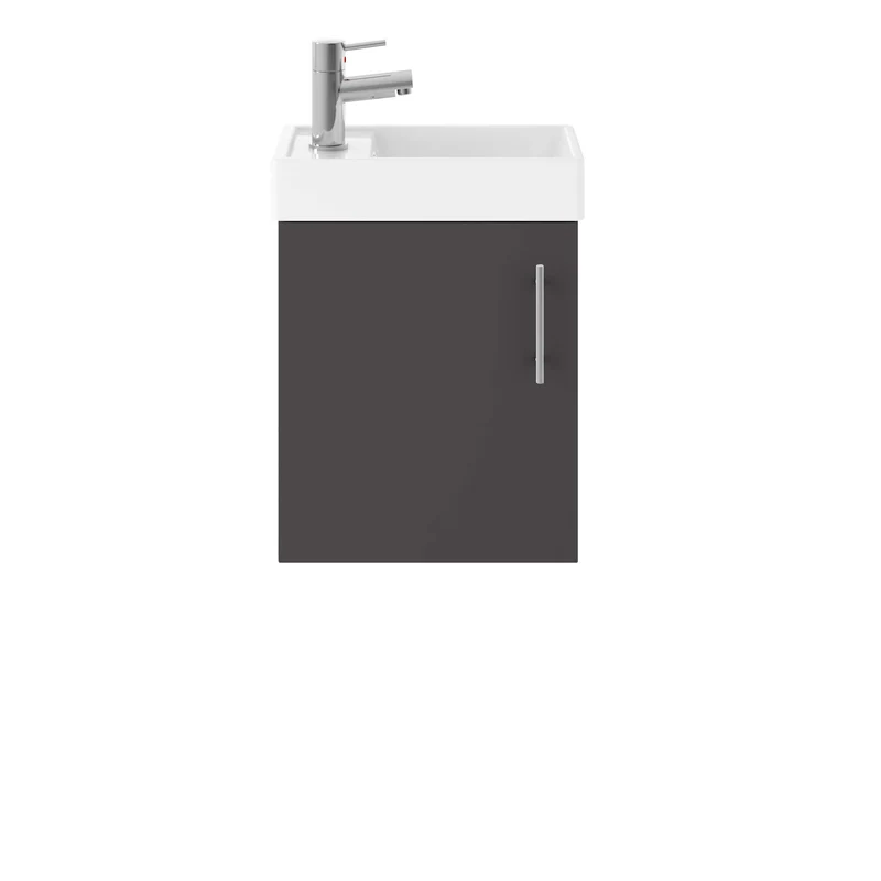 Jenson 400 x 222mm Wall Hung Cloakroom Vanity Unit & Ceramic Basin - Gloss Grey