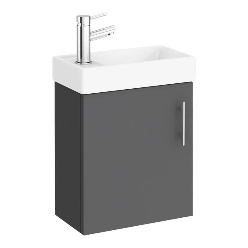 Jenson 400 x 222mm Wall Hung Cloakroom Vanity Unit & Ceramic Basin - Gloss Grey
