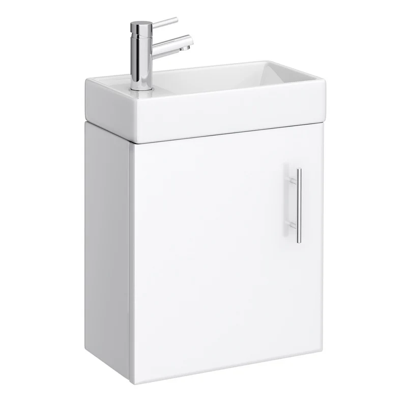 Jenson 400 x 222mm Wall Hung Cloakroom Vanity Unit & Ceramic Basin - Gloss White