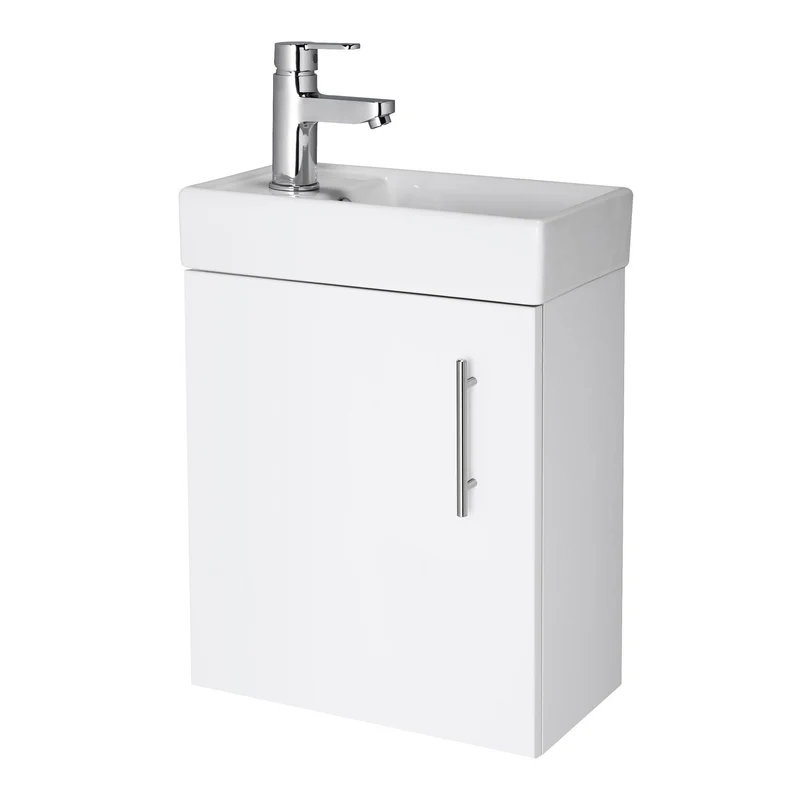 Jenson 400 x 222mm Wall Hung Cloakroom Vanity Unit & Ceramic Basin - Gloss White