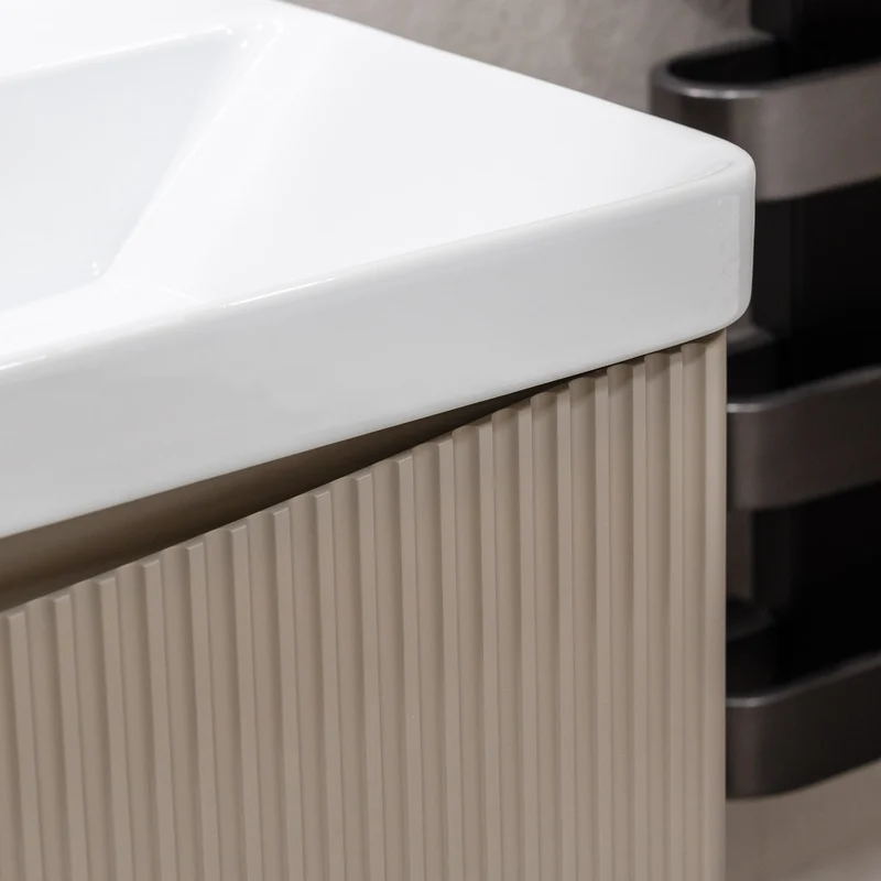 Josef Martin Happi 1200mm Wall Hung Fluted Double Vanity Unit & Double Inset Basin - Sand