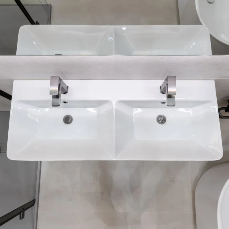 Josef Martin Happi 1200mm Wall Hung Fluted Double Vanity Unit & Double Inset Basin - Sand