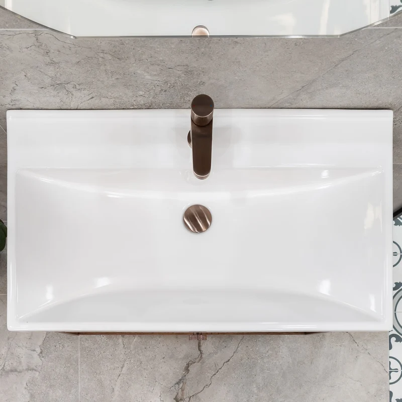 Josef Martin Havana 800mm Wall Hung Vanity Unit & Inset Basin - Pewter Oak