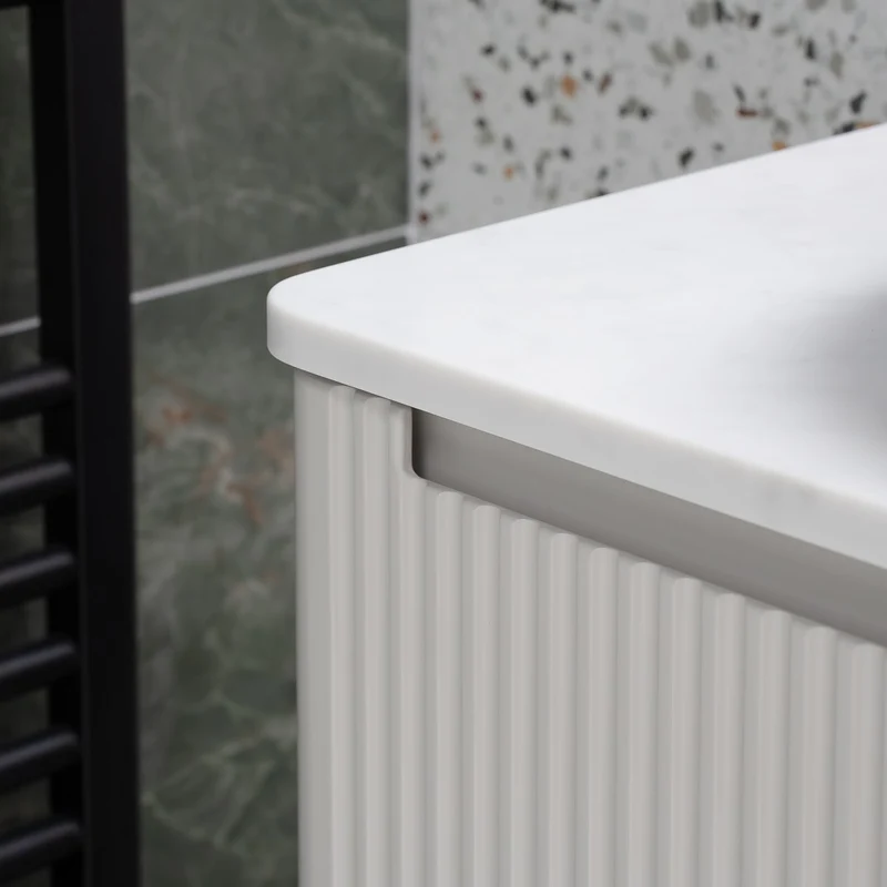 Josef Martin Estriado 800mm Wall Hung Vanity Unit & Pebble Worktop - French Grey