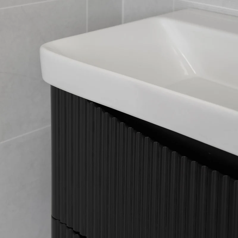 Josef Martin Happi 800mm Fluted Wall Hung Vanity Unit & Inset Basin - Ember