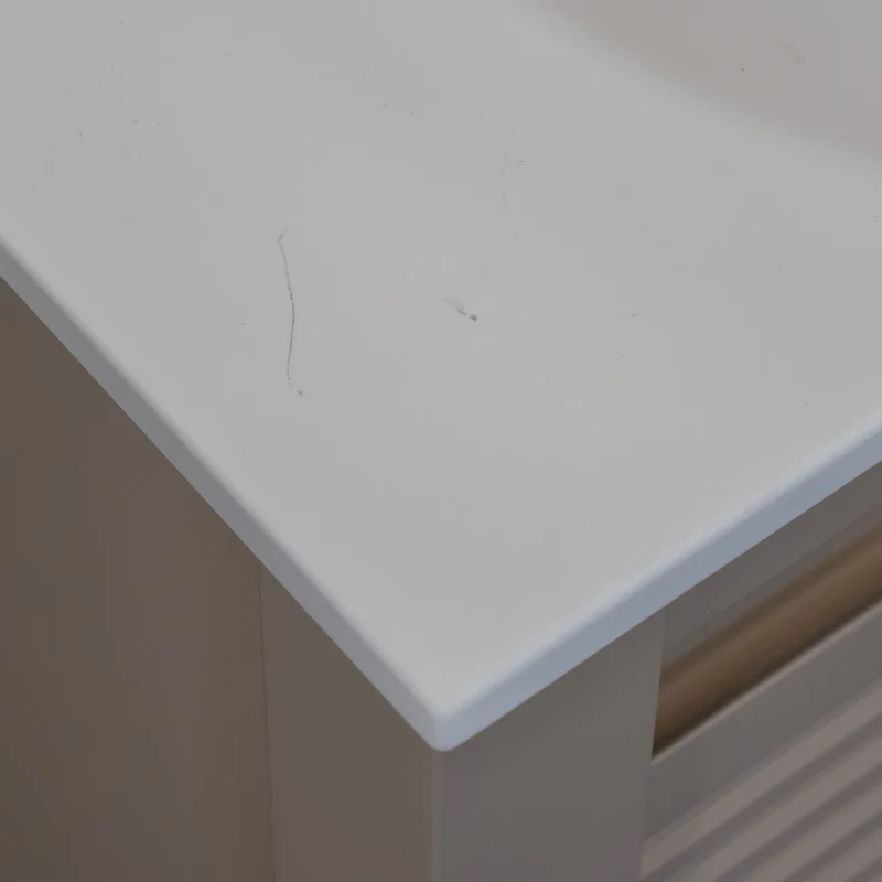 Josef Martin Roxbury 600mm Reeded Washstand & Glacier White Worktop - Sand
