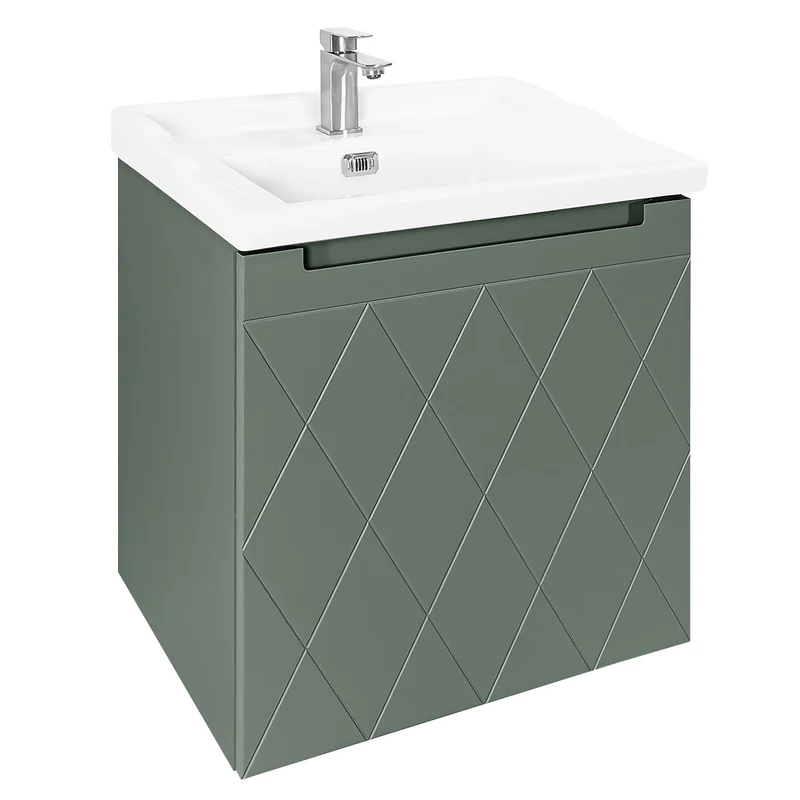 Josef Martin Sophie 600mm Harlequin Vanity Unit & Traditional Basin - Spring Green