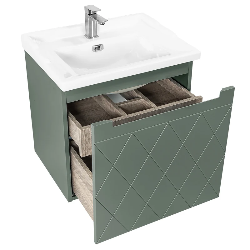 Josef Martin Sophie 600mm Harlequin Vanity Unit & Traditional Basin - Spring Green