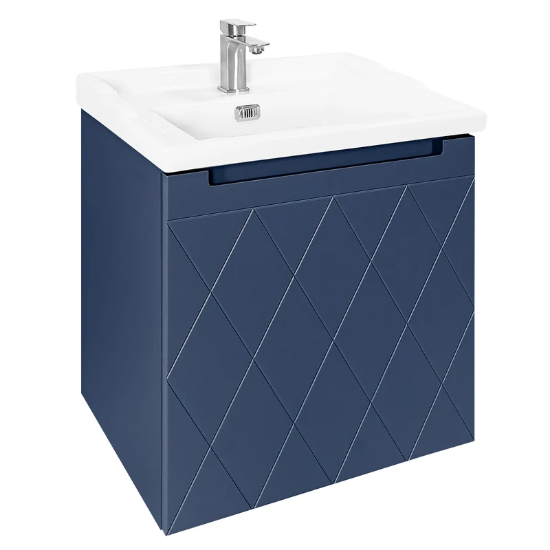Josef Martin Sophie 600mm Harlequin Vanity Unit & Traditional Basin - Marine Blue