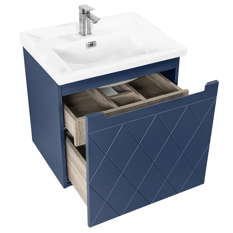 Josef Martin Sophie 600mm Harlequin Vanity Unit & Traditional Basin - Marine Blue