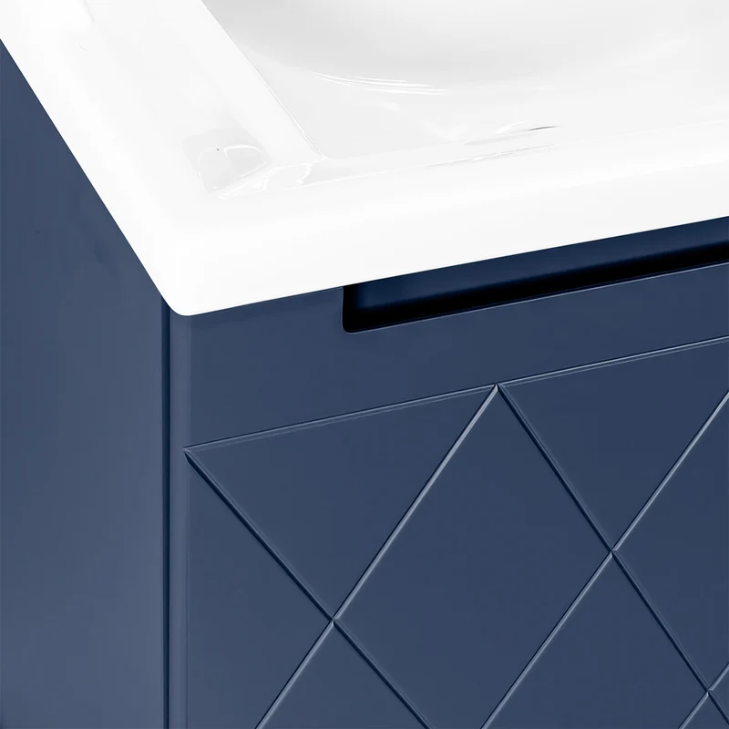 Josef Martin Sophie 600mm Harlequin Vanity Unit & Traditional Basin - Marine Blue