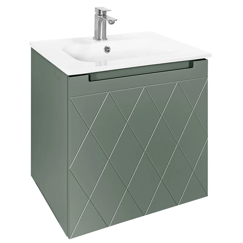 Josef Martin Sophie 600mm Harlequin Vanity Unit & Slimline Basin - Spring Green