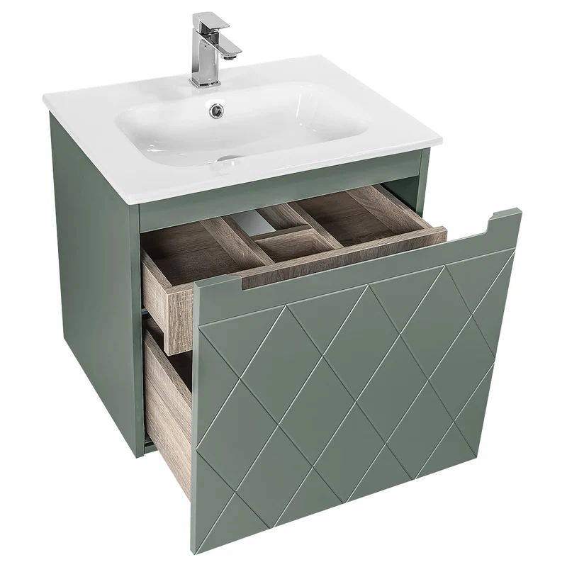Josef Martin Sophie 600mm Harlequin Vanity Unit & Slimline Basin - Spring Green