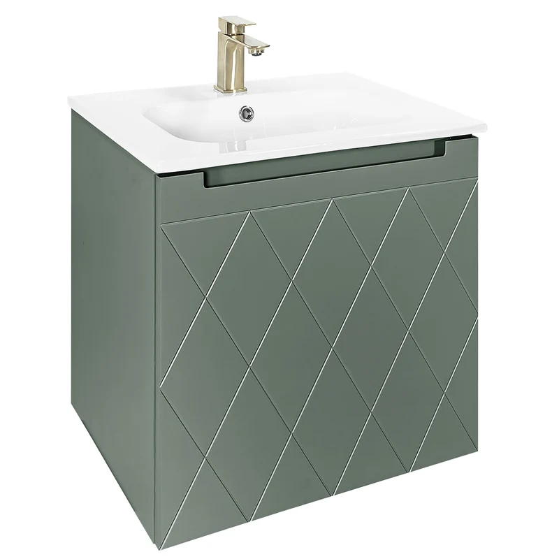 Josef Martin Sophie 600mm Harlequin Vanity Unit & Slimline Basin - Spring Green