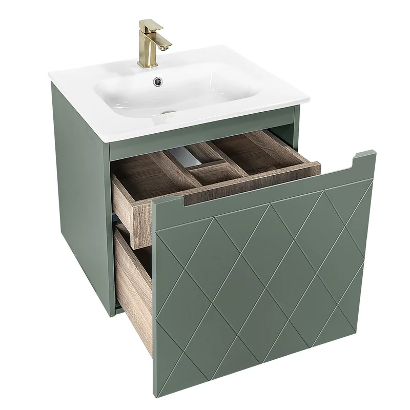 Josef Martin Sophie 600mm Harlequin Vanity Unit & Slimline Basin - Spring Green
