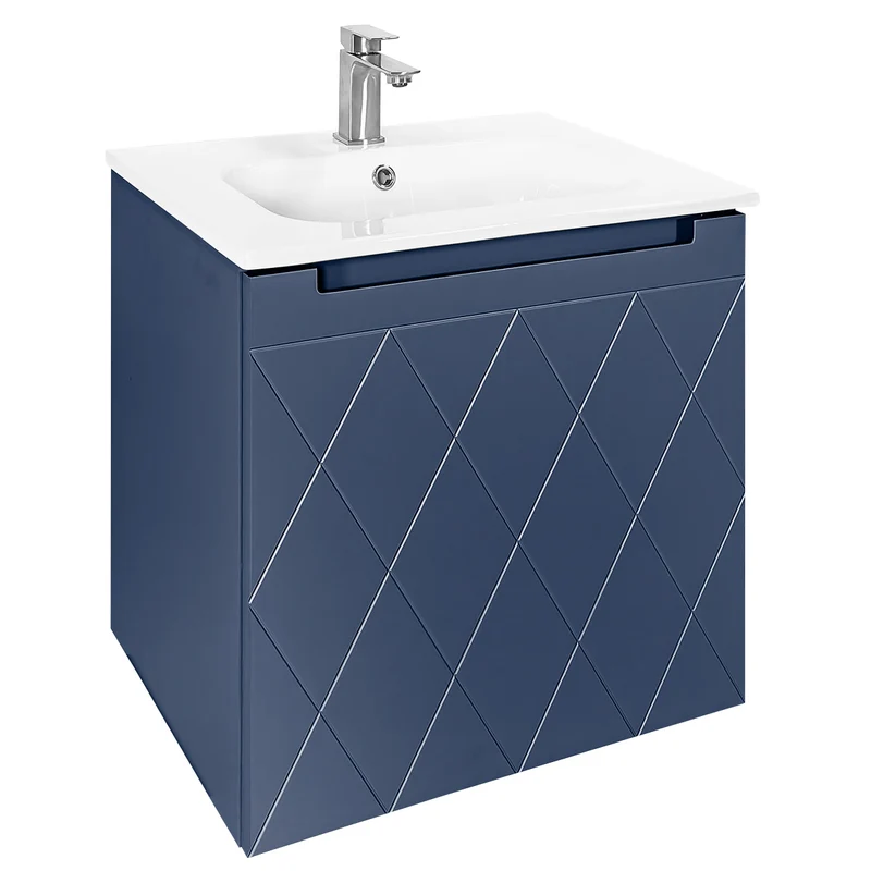Josef Martin Sophie 600mm Harlequin Vanity Unit & Slimline Basin - Marine Blue