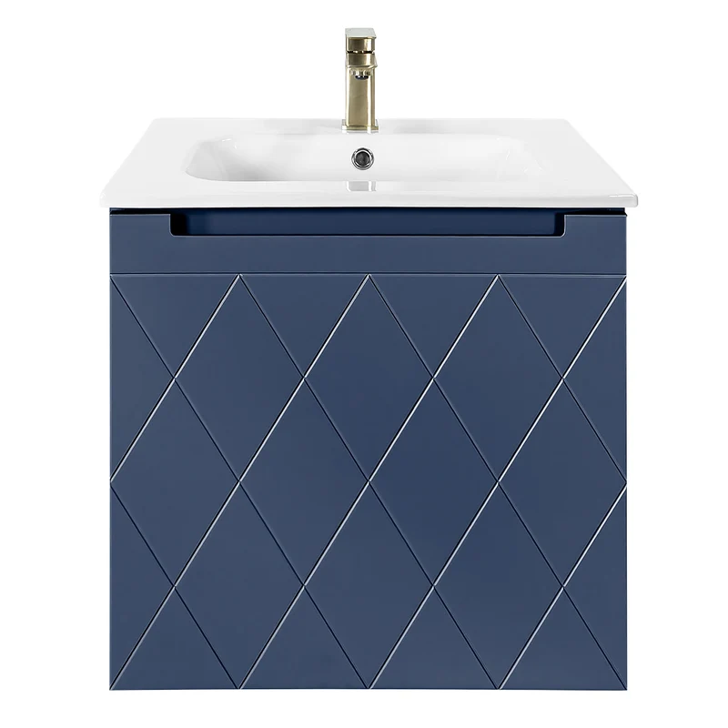 Josef Martin Sophie 600mm Harlequin Vanity Unit & Slimline Basin - Marine Blue