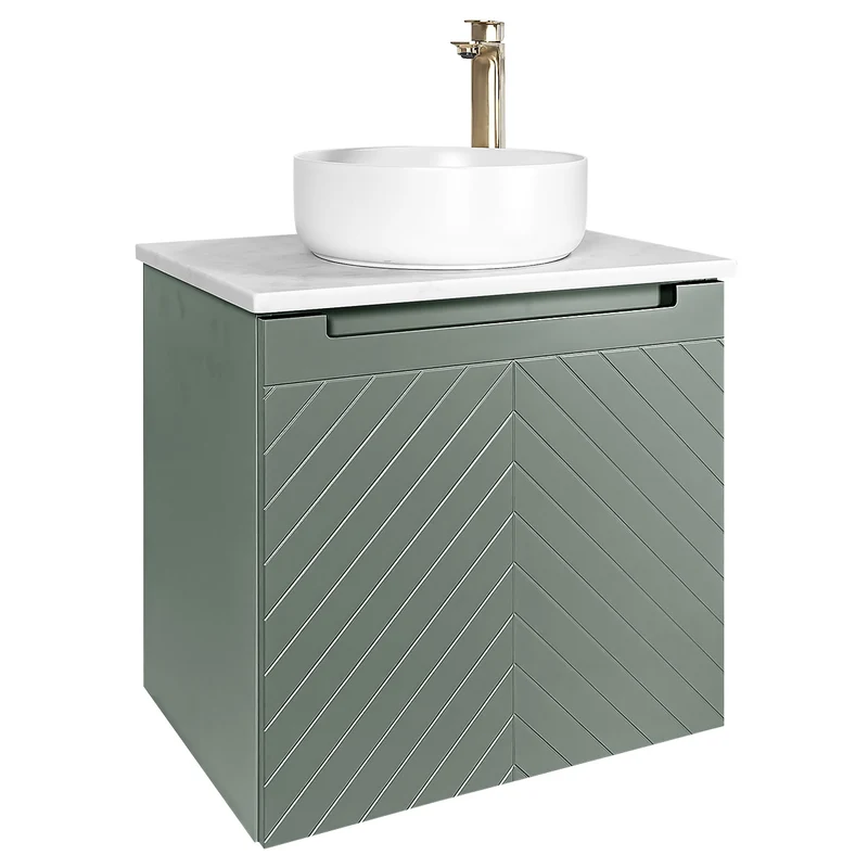 Josef Martin Sophie 600mm Chevron Vanity Unit & Pebble Worktop - Spring Green